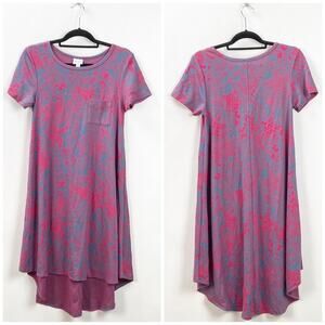 Lularoe XS Womens Carly Unicorn Blue Pink Geometric Midi Dress